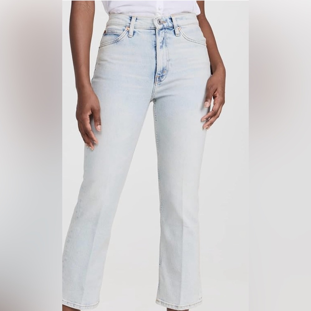 Re/Done Blue Flare Wide Leg Jeans